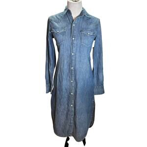 Polo Ralph Lauren Denim Western Shirt Dress NWT Blue Snap Front Women’s S/P
